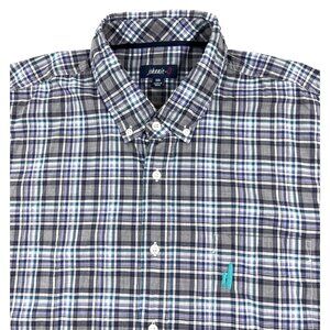 Johnnie-O Mens Egyptian Cotton Button Down Shirt Size 2XL Gray Plaid Long Sleeve